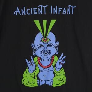 Ancient Infant Trippy Graphic Tee Black Short Sleeve Unisex Psychedelic T-Shirt